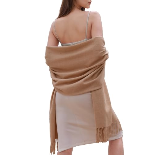 SWAT PANY Winter Scarfs for Women Pashmina Shawls and Wraps for Evening Dresses Warm Shawl Wraps for Women Weddings Camel