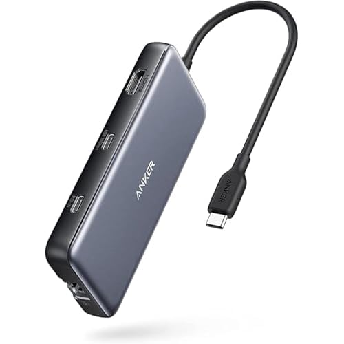 Anker 555 USB-C Docking Hub (8-in-1) PowerExpand Adapter, 100W Power Delivery, 4K 60Hz HDMI,10Gbps USB-C & 2 USB-A Datenports, Ethernet-Port, microSD