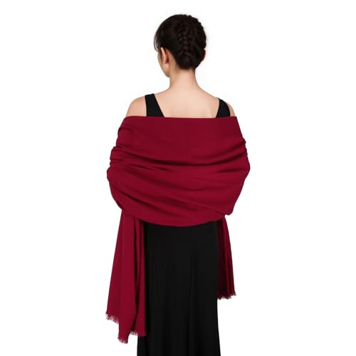 SWAT PANY Pashmina shawls and wraps for Evening Dresses Scarf for Women Winter Shawl Wraps for Women Weedings Wine Red