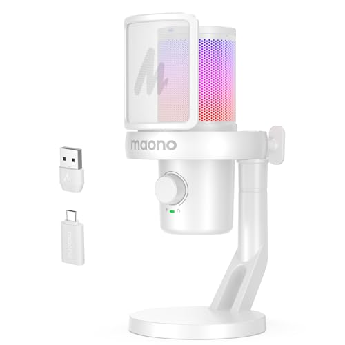 MAONO Wireless Microphone for PC,Gaming Streaming USB Mic with Software AI Voice Change,3-Level Noise Cancellation,Custom EQ,Gain Control for Computer