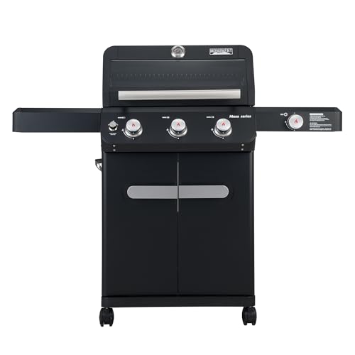 Monument Grills 3+1 Outdoor Barbecue Stainless Steel Propane Gas Grill, 3 Burners & 1 Side Burner 48,000 BTU Patio Garden Grill with Knob Controls, Me