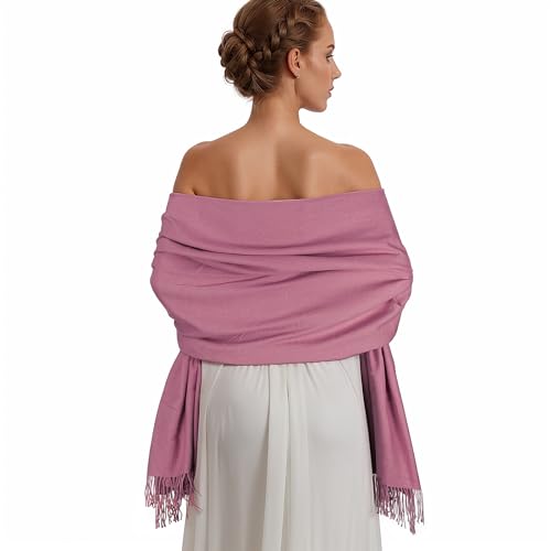Pashmina Shawl Wraps for Women Large Winter Scarf Soft Shawls and Wraps for Evening Dresses Shawl for Wedding Pink-1
