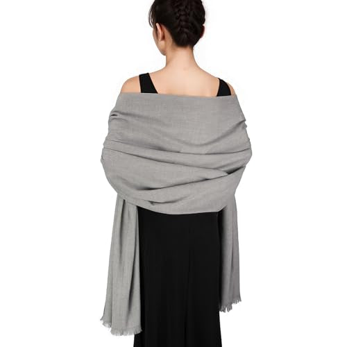 SWAT PANY Pashmina shawls and wraps for Evening Dresses Scarf for Women Winter Shawl Wraps for Women Weedings Light Grey