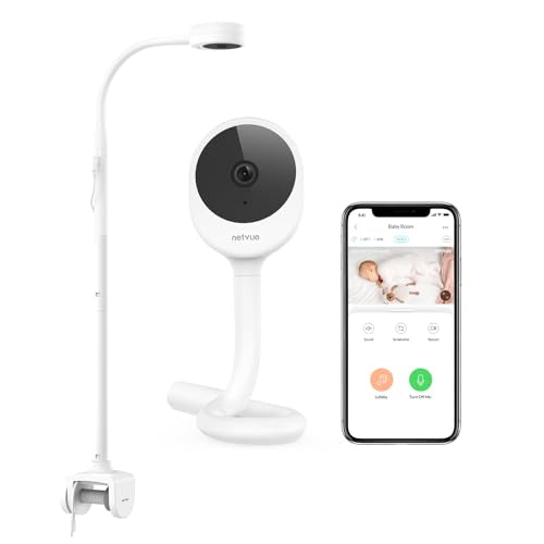 NETVUE Peekababy Baby Camera with Wireless Audio, Adjustable Crib Mount Monitor, Works via 2.4GHz Wi-Fi for Wide Coverage & Stable Connection, Smart A