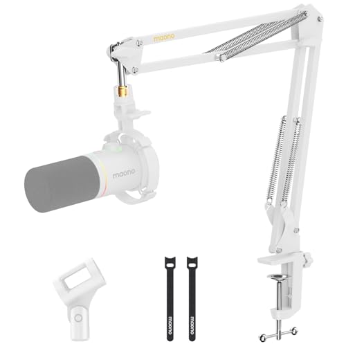MAONO Boom Arm Microphone Stand: Adjustable Metal Suspension Mic Boom Arm for Podcasting Gaming Streaming Recording,with Desk Clamp and 3-8" to 5-8" S