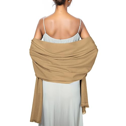 RUI VTRON Shawl Wraps for Women Pashmina Shawls and Wraps for Evening Dresses Large Soft Scarf Winter Scarf Wedding Shawl… Camel