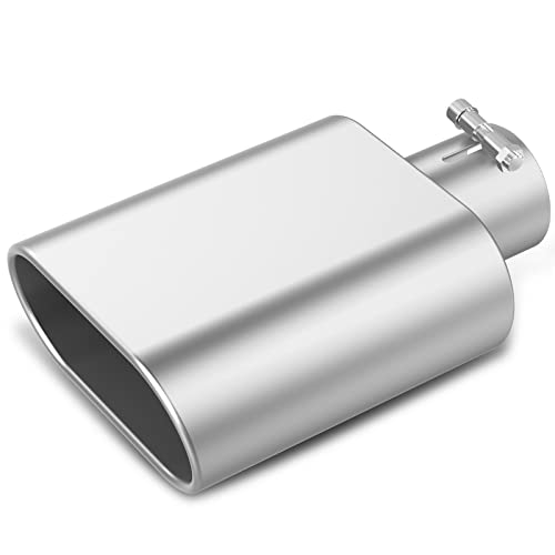 YITAMOTOR Universal 2.5 Inch Inlet Exhaust Tip, 5.5" x 3" Square Outlet 9" Long Polished Stainless Professional Diesel Rectangle Exhaust Tail Tip for