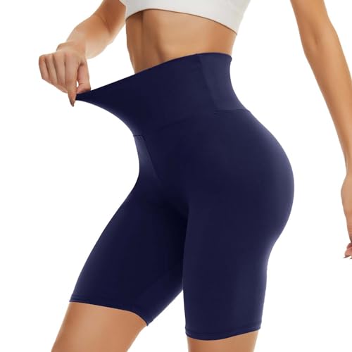 CAMPSNAIL Workout Biker Shorts Women - 3"-5"-8" High Waisted Tummy Control Spandex Booty Volleyball Shorts for Yoga Dance 8 IN Small-Medium 3#navy Blu