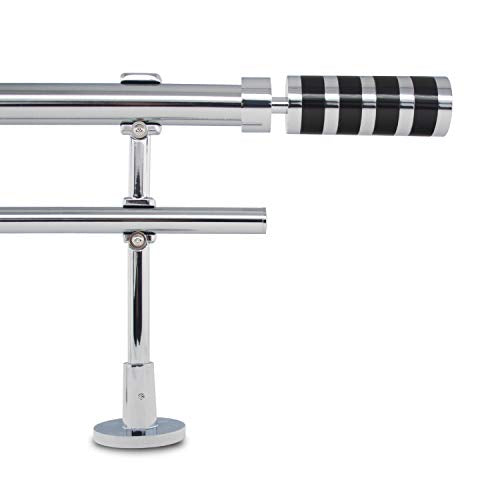 GCurtain Adjustable Double Curtain Pole, 170-310cm, 1.1 Inch Diameter, Wall Mount, Black Cylinder Finials Black Cylinder 170cm-310cm, 1.1" Diameter