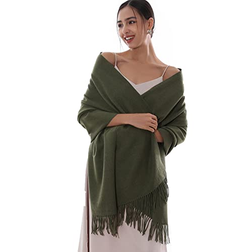 RIIQIICHY Winter Scarfs for Women Pashmina Shawls Wraps for Evening Dresses Large Warm Soft Scarves Green