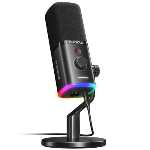 MAONO USB-XLR Dynamic Microphone for Gaming Streaming,Computer PC Microphone with Software-RGB, Mute Button, 48kHz-24bit Podcasting Desktop Mic for Yo