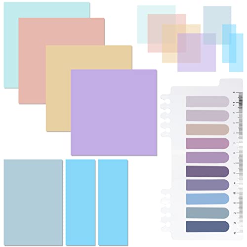 Pastel Transparent Sticky Notes, 550 Sheets Morandi Clear Sticky Tabs, Translucent Page Flags Book Markers Stickers, Bible Journaling Study Office Sch