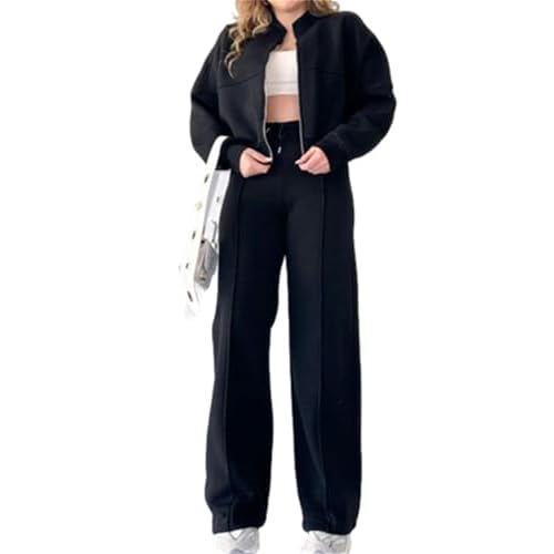 Womens 2 Piece Sweatsuits Set Zip Up Sweatshirt Wide Leg Sweatpants Loungewear Outfit