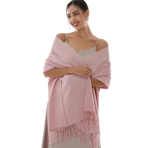 RIIQIICHY Winter Scarfs for Women Pashmina Shawls Wraps for Evening Dresses Large Warm Soft Scarves Pink
