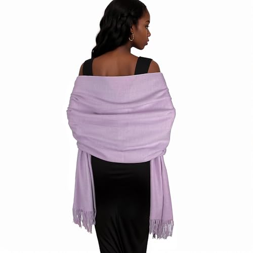 Womens Winter Scarf Pashmina Shawls and Wraps for Evening Dresses Warm Blanket Scarf for Wedding Light Purple