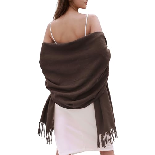 SWAT PANY Winter Scarfs for Women Pashmina Shawls and Wraps for Evening Dresses Warm Shawl Wraps for Women Weddings Brown