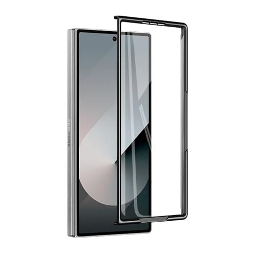 for Samsung Galaxy Z Fold 6 Front Frame with Screen Protector, Full Coverage Firm Tight Electroplating Frame and Rugged Sturdy HD Tempered Glass Front