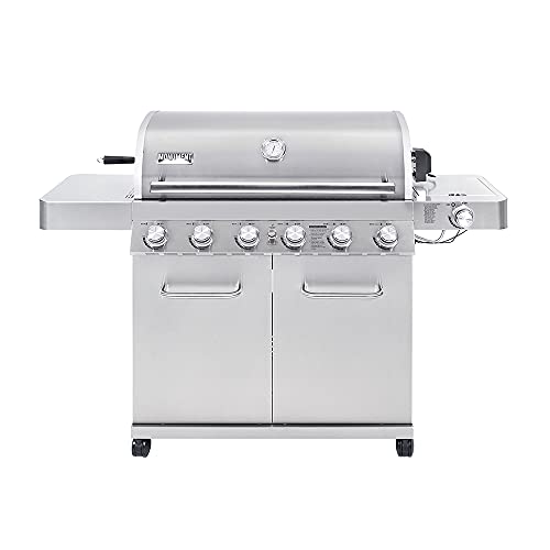 Monument Grills 77352 6+1 Burner Stainless Steel Cabinet Style Propane Gas Grill with Knob Controls, Side Burner, Built-In Thermometer, and Rotisserie
