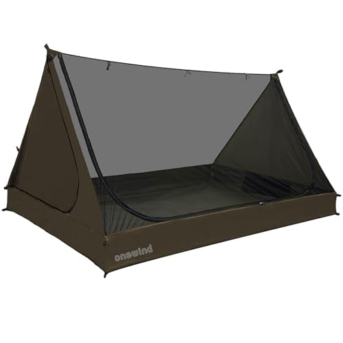 onewind Mesh Tent for 2 Person, 2 Openings Inner Tent for Tarp Ultralight Trekking Pole Tent Tarp Backpacking Netting Tent with Waterproof Bathtub Flo
