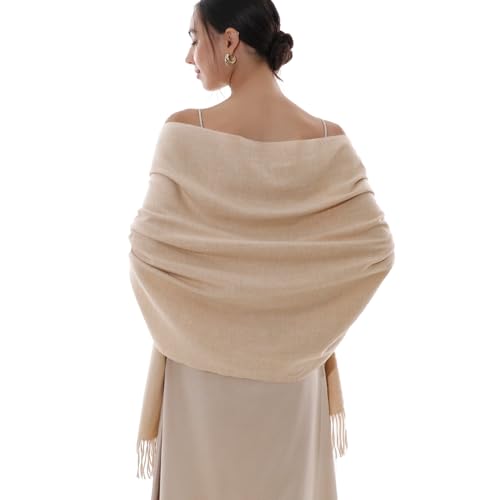 RIIQIICHY Winter Scarfs for Women Pashmina Shawls Wraps for Evening Dresses Large Warm Soft Scarves Beige
