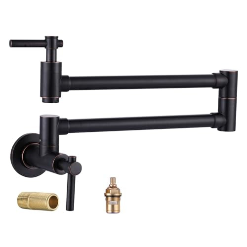 Pot Filler Faucet Wall Mount Brass Faucets Kitchen Double Handle Oil Rubbed Bronze Faucet Folding Kitchen Faucet Stretchable Double Joint Swing Arm Fa