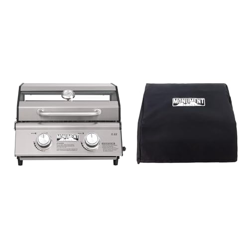Monument Grills Clearview® 2-Burner Tabletop Propane Gas Grill for Outdoor Portable Camping Cooking with BBQ Cover(2 items) Clearview Grill with Cove