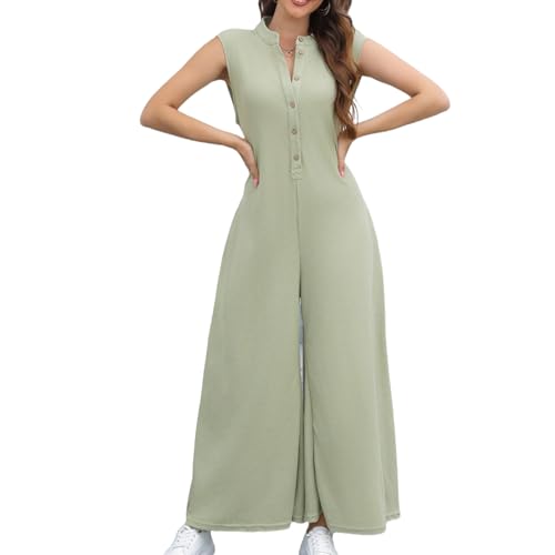 Casual loose strap jumpsuit pockets cotton linen breathable wide-leg pants for home commuters