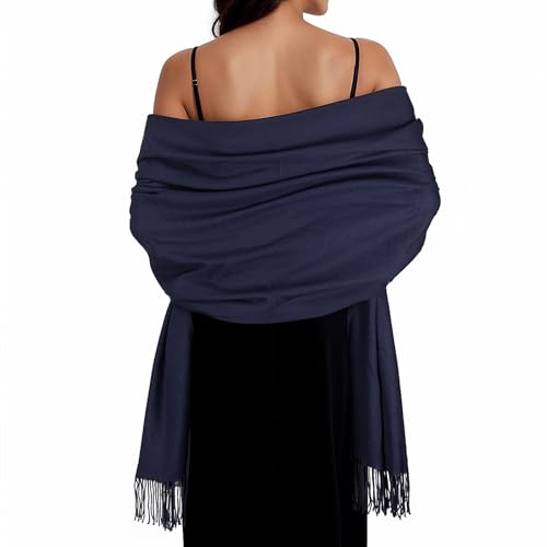 Women Winter Scarf Pashmina Shawls and Wraps for Evening Dresses Shawls for Women Wedding Navy