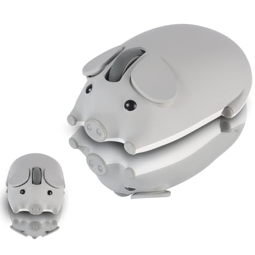 elec Space Cute Pig Design Wireless Mouse Dual Mode Bluetooth & USB Mouse, Silent Operation, Ergonomic, Perfect for Laptops & PCs, Ideal Gift for Anim