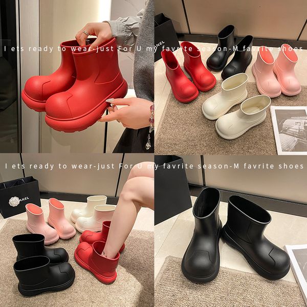 2024 New Candy Color Women&#039;s Summer Fashion Waterproof and Anti slip Rain Popular on the Internet Short Boots Thick Sole Water Shoes