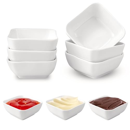 Guyuyii 6-Pack Ceramic Sauce Cups – 3.38 Oz Stackable Dip Bowls for Condiments, Snacks and Dips | Oven, Microwave and Dishwasher Safe Small Serving