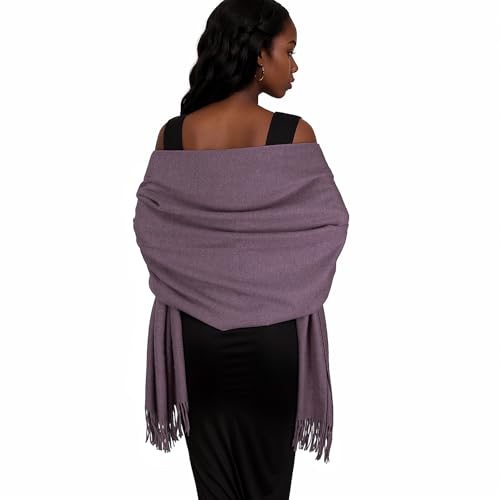 Womens Winter Scarf Pashmina Shawls and Wraps for Evening Dresses Warm Blanket Scarf for Wedding Purple