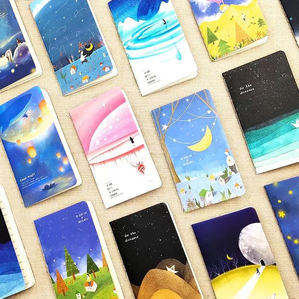 Mini notepad Cute Ocean Series Notebook Wishing Bottle Childhood Fantasy Style Notepad Moon Star Universe Diary Portable