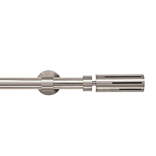 Adjustable Single Curtain Pole, 70-120cm, 3-4 Inch Diameter, Brushed Nickel Finish, Wall-Ceiling Mount, Shooting Star Finials Shooting Star 70-120cm,