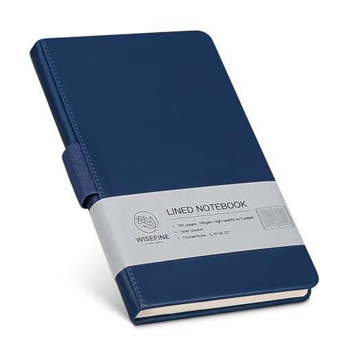Hardcover Executive Notebooks, 160 Pages Line Ruled Classic Notebook Journal, Leather Notebooks with Pen Loop for Bussiness College Writing (Dark blue