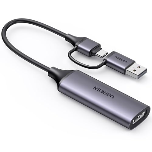 UGREEN Video Capture Card, 4K HDMI auf USB C-A Capture Card, 1080P Video Grabber für Gaming, Rekorder, Livestreaming, kompatibel mit Switch PS5 Xbox