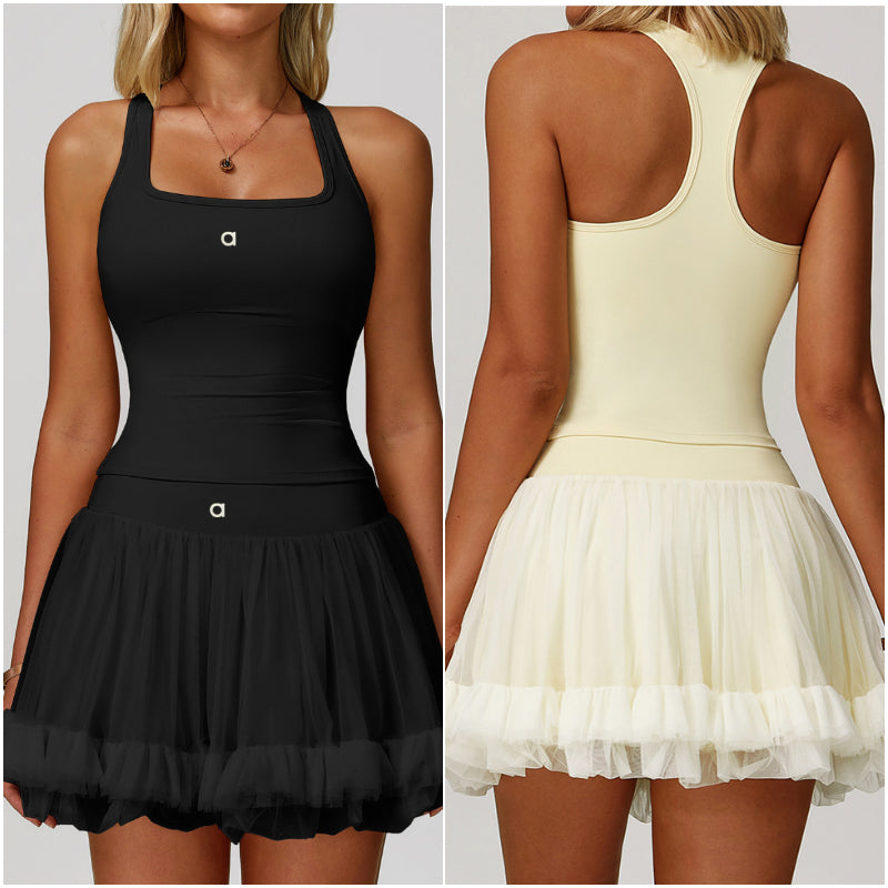 8819 Women Yoga Outfit Yoga Sets Skirts Vest Tennis Sport Gym Running Casual Suits Shorts Elastic High Waist Sportwear Lined