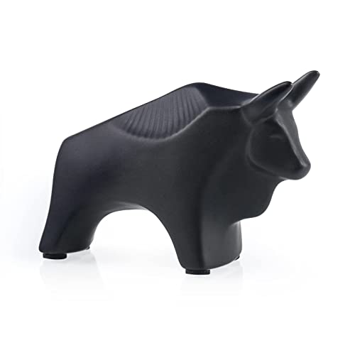 Notakia Small Animal Bull Statues Home Decor Modern Style Decorative Ornaments for Living Room, Bedroom, Office Desktop, Cabinets （Black Bull）