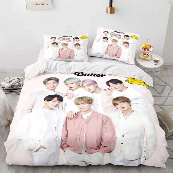 Teens Popular Character Photo King Queen Duvet Cover Pink Bedding Set Girl Modern Colorful Quilt Cover Polyester Comforter Cover X250203