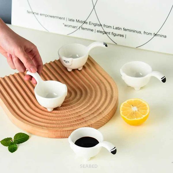 1PC Cat shaped Sauce Mini Bowl Ceramic Dipping Plate 20ml-0.7oz Cute Sauce Plate Y240902