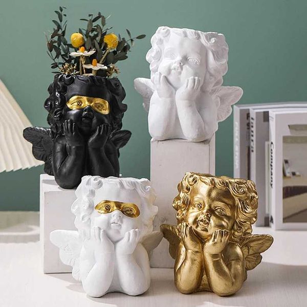 Planters Pots Cute Angel Flower Succulent Resin Planter Home Decor Indoor Decoration Desktop Ornaments Bonsai Plant Pot J240515