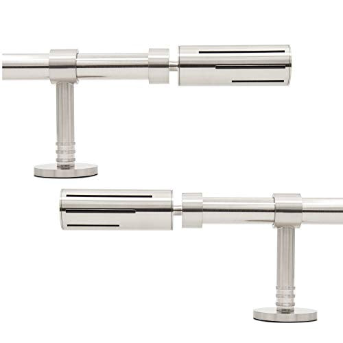 Adjustable Single Curtain Pole, 170-310cm, 1.1 Inch Diameter, Brushed Nickel Finish, Wall-Ceiling Mount, Shooting Star Finials Shooting Star 170-310cm