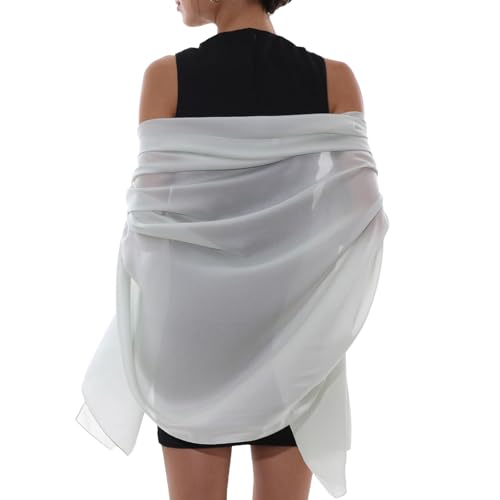 RIIQIICHY Women Shawls and Wraps for Evening Dresses Like Chiffon Silk Scarf Formal Silky Pashmina Shawls for Weddings Greyish-green