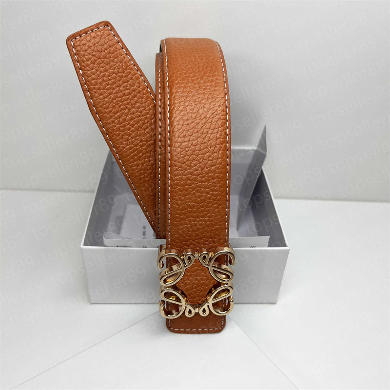 Designer Belt Double-sided lychee Grain Belt Luxury mens belt Fashion womens designer belt silver black gun smooth buckle belt mens fashion casual b