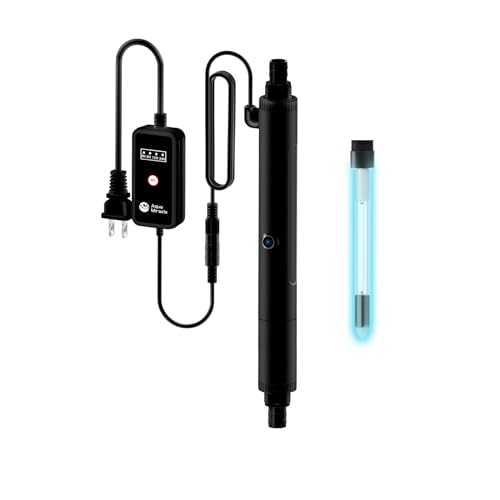 AquarMiracle U - VC Light for Aquarium with Timer, Amphibian in-Line & in-Tank U - V Green Bloom Clean Light, for Aquariums 40-75 Gallons(8W)