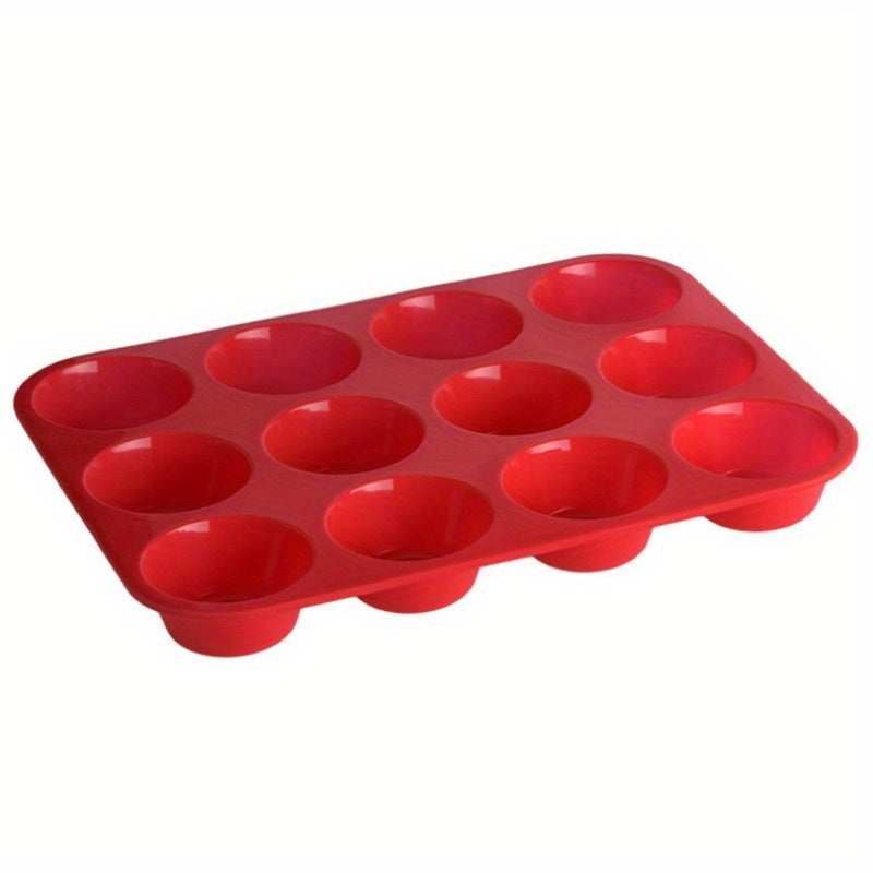 TEMU 1pc, Silicone Muffin Pan (11.61''x8.66''), 12 Cavity Baking Cupcake Pan, Pudding Mold, Oven Accessories, Baking Tools, Kitchen Gadgets, Kitchen