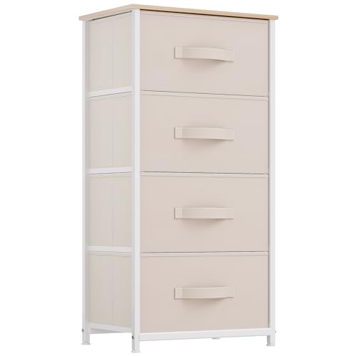 YITAHOME 4-Drawer Fabric Dresser, Dresser for Bedroom, Living Room, Hallway, Closet (Cream White) B-cream White 4-Drawer