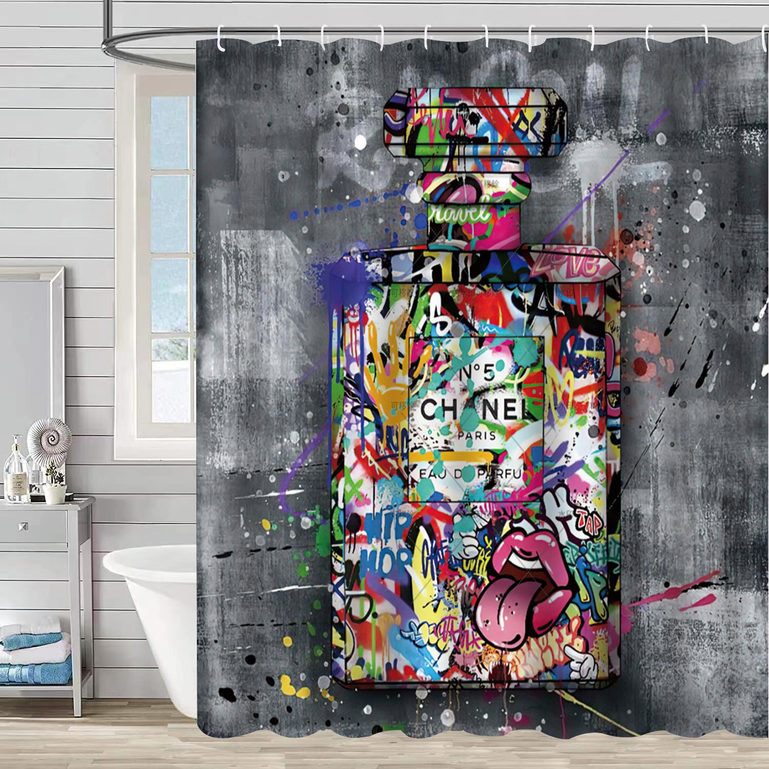 YL-37515 Hot selling digital printed shower curtain animal waterproof, mildew-proof and moisture-proof bathroom dry and wet separation curtain