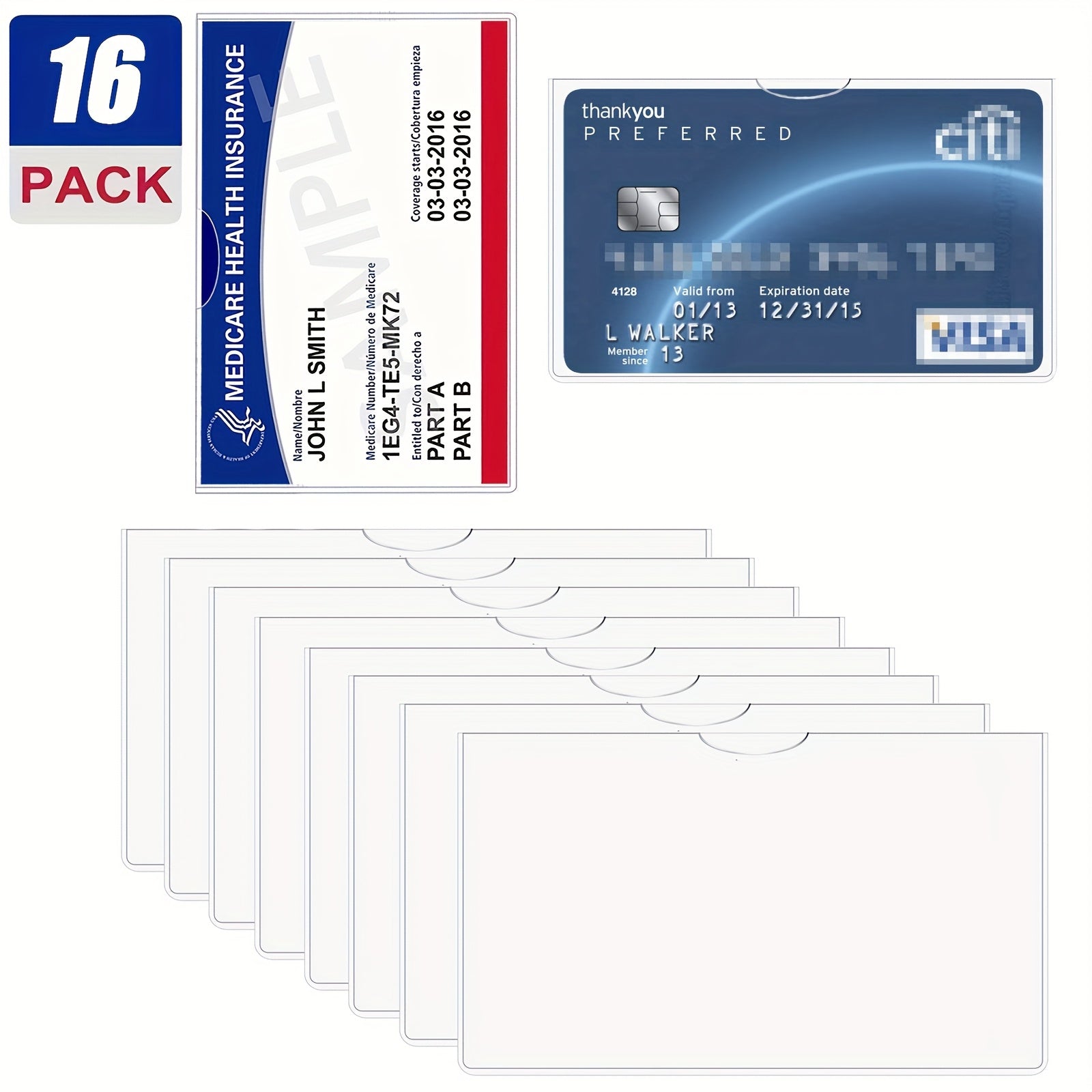 TEMU 16pcs Durable Pvc Waterproof Card Protector Sleeves - Clear Ssn, Medicare, Credit Card Holder For Wallet Storage, Soft & Flexible Design With