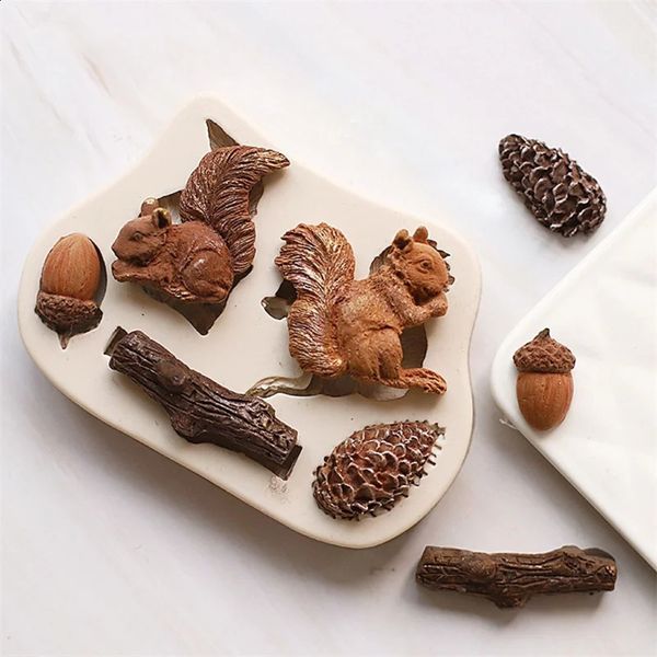 Squirrel Modeling Silicone Mold Kitchen DIY Cake Baking Decoration Fudge Cookie Tools Chocolate Forest Animal Series Mould 241223